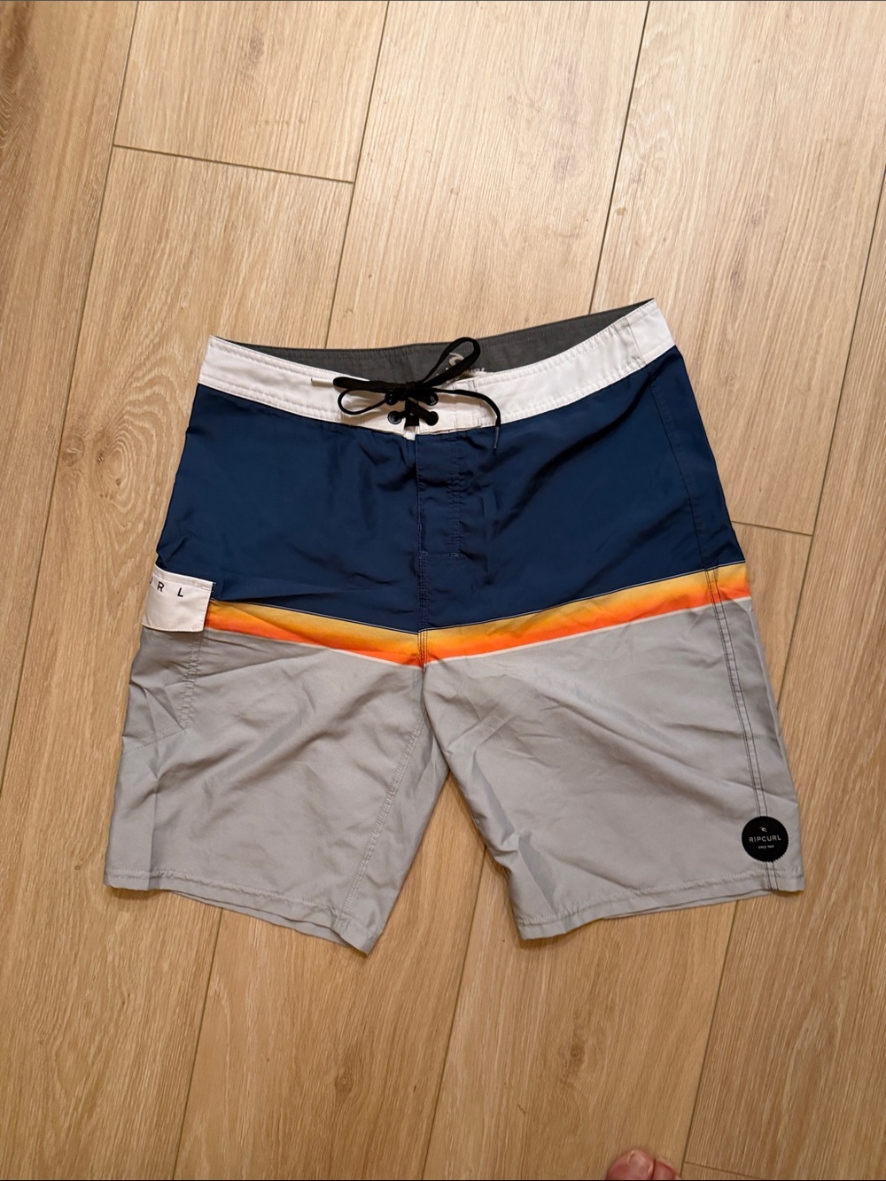 Rip Curl Men's Navy, Light Gray & Orange Stripe Board Shorts